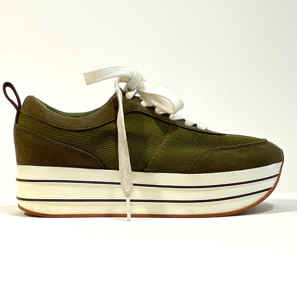 ZARA Olive green platform / wedge sneakers size 37